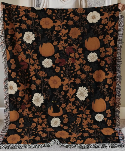 Cozy Floral Woven Blanket | Warm Throw for Home Decor, Gift for Her, Bohemian Style, Picnic Blanket, Cozy Home Essentials