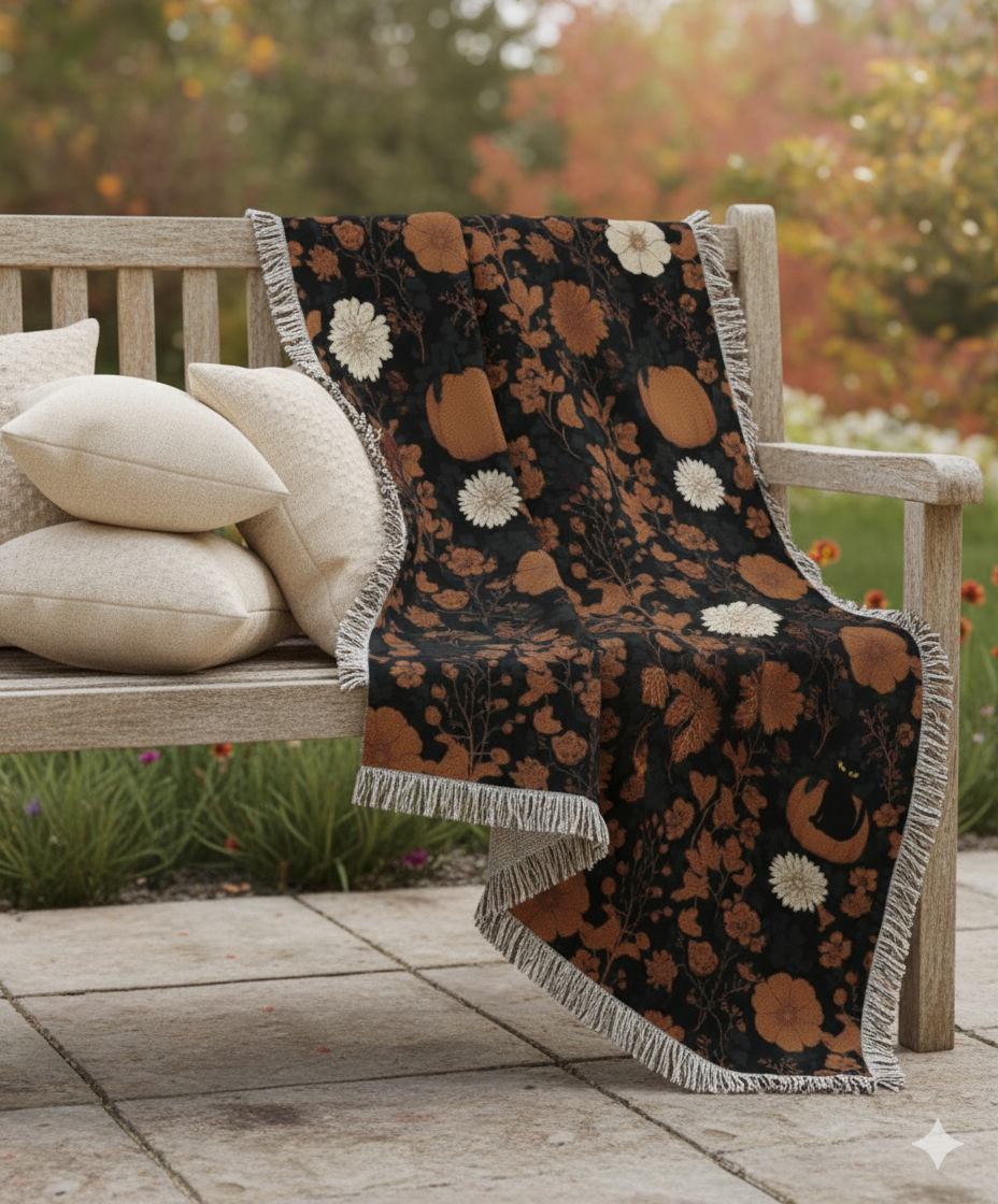 Cozy Floral Woven Blanket | Warm Throw for Home Decor, Gift for Her, Bohemian Style, Picnic Blanket, Cozy Home Essentials