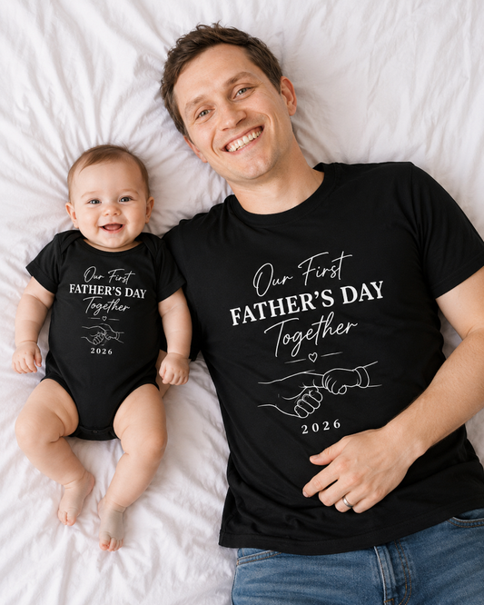 Our First Father's Day, Custom Matching Baby's Bodysuit