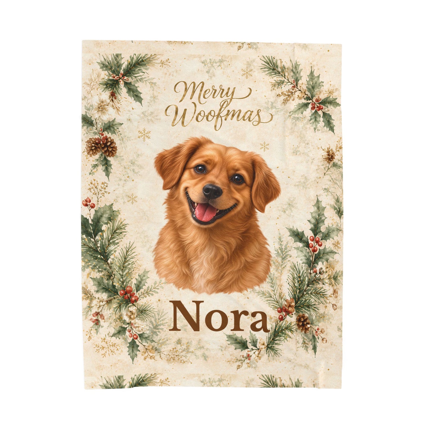 Personalized Merry Woofmas Dog Photo Blanket – Custom Christmas Pet Gift