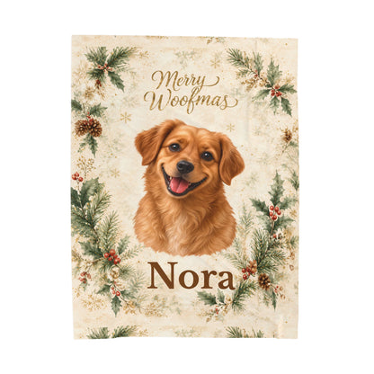 Personalized Merry Woofmas Dog Photo Blanket – Custom Christmas Pet Gift
