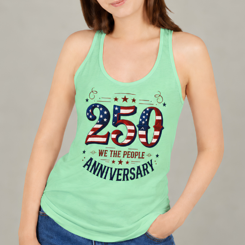 250th Anniversary Racerback Tank — Patriotic 4th of July Top