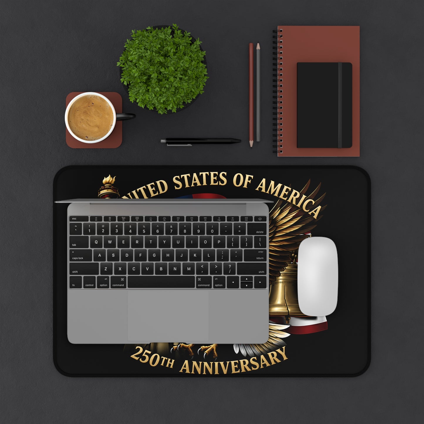 United States 250th Anniversary Eagle Statue of Liberty Desk Mat | Flag Liberty Bell