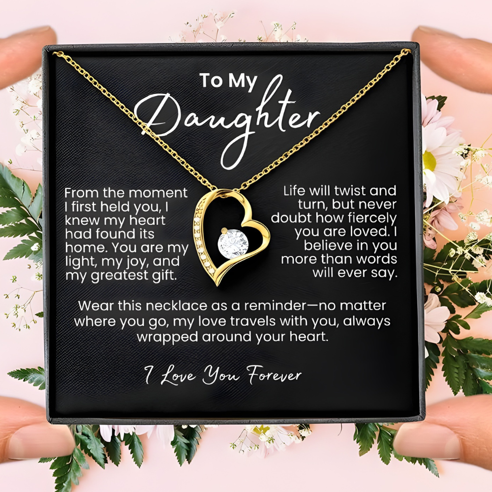 To My Daughter – Sparkling Forever Love Necklace with Heartfelt Message
