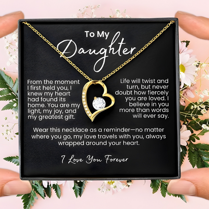To My Daughter – Sparkling Forever Love Necklace with Heartfelt Message