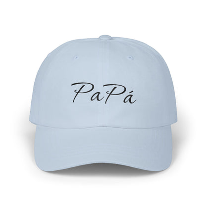 Papá script embroidery Dad Cap | White adjustable hat