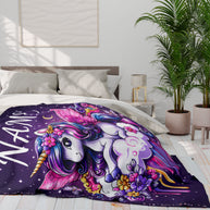 Personalized Unicorn Fleece Blanket – Custom Name Gift for Girls