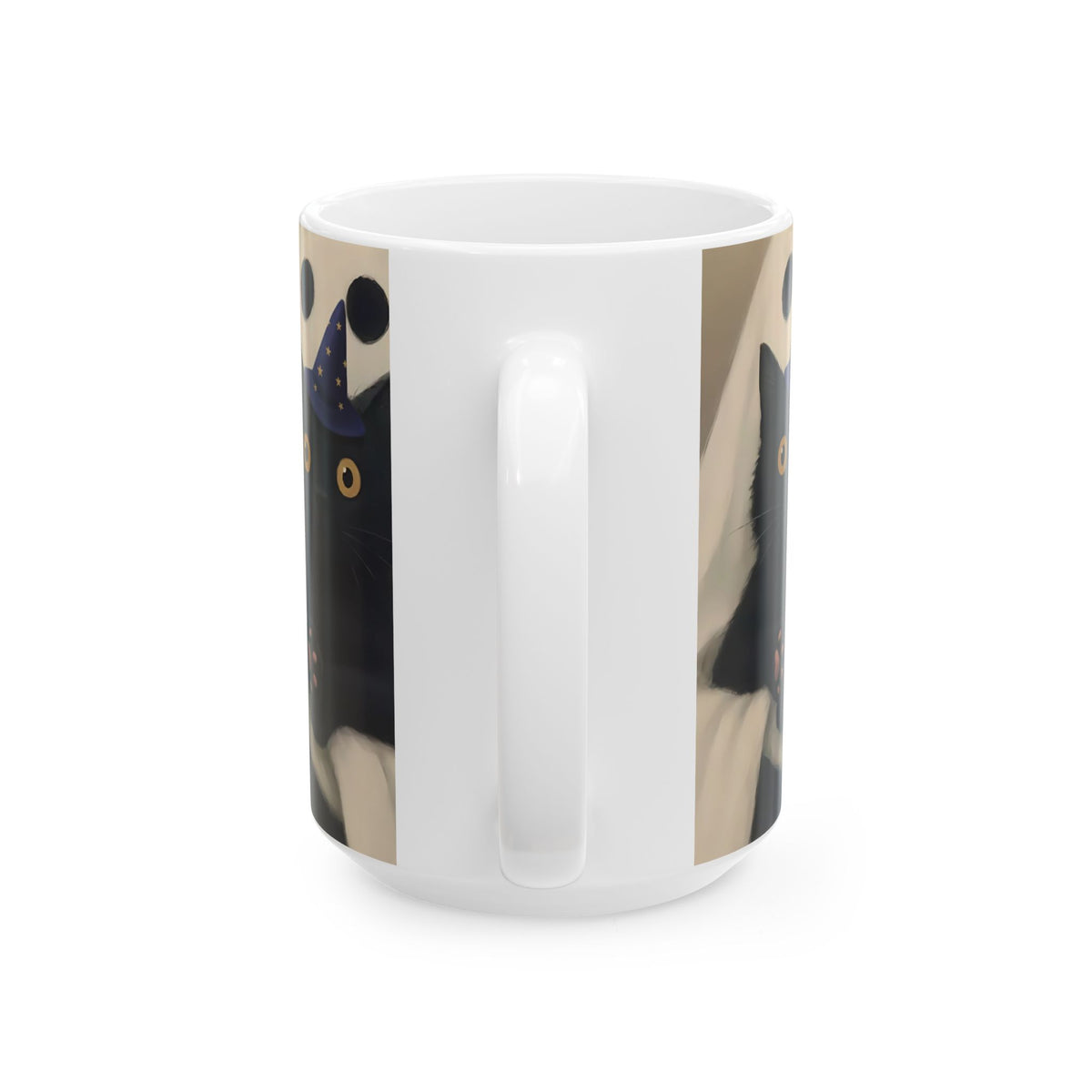 Taza Fantasma de Gato Espeluznante | Taza de Café de Halloween, Lindo Regalo para Amantes de los Gatos Negros, Decoración de Otoño, Cerámica de 11oz y 15oz, Impresión a Doble Cara