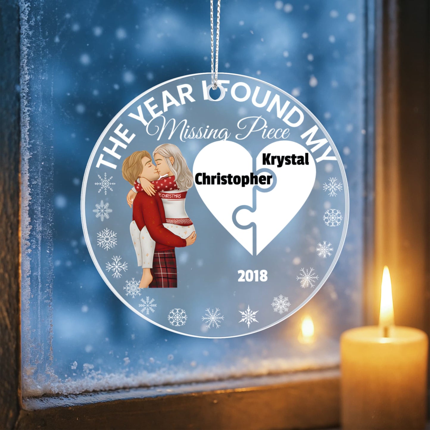 The Year I Found My Missing Piece – Personalized Couple Christmas Ornament