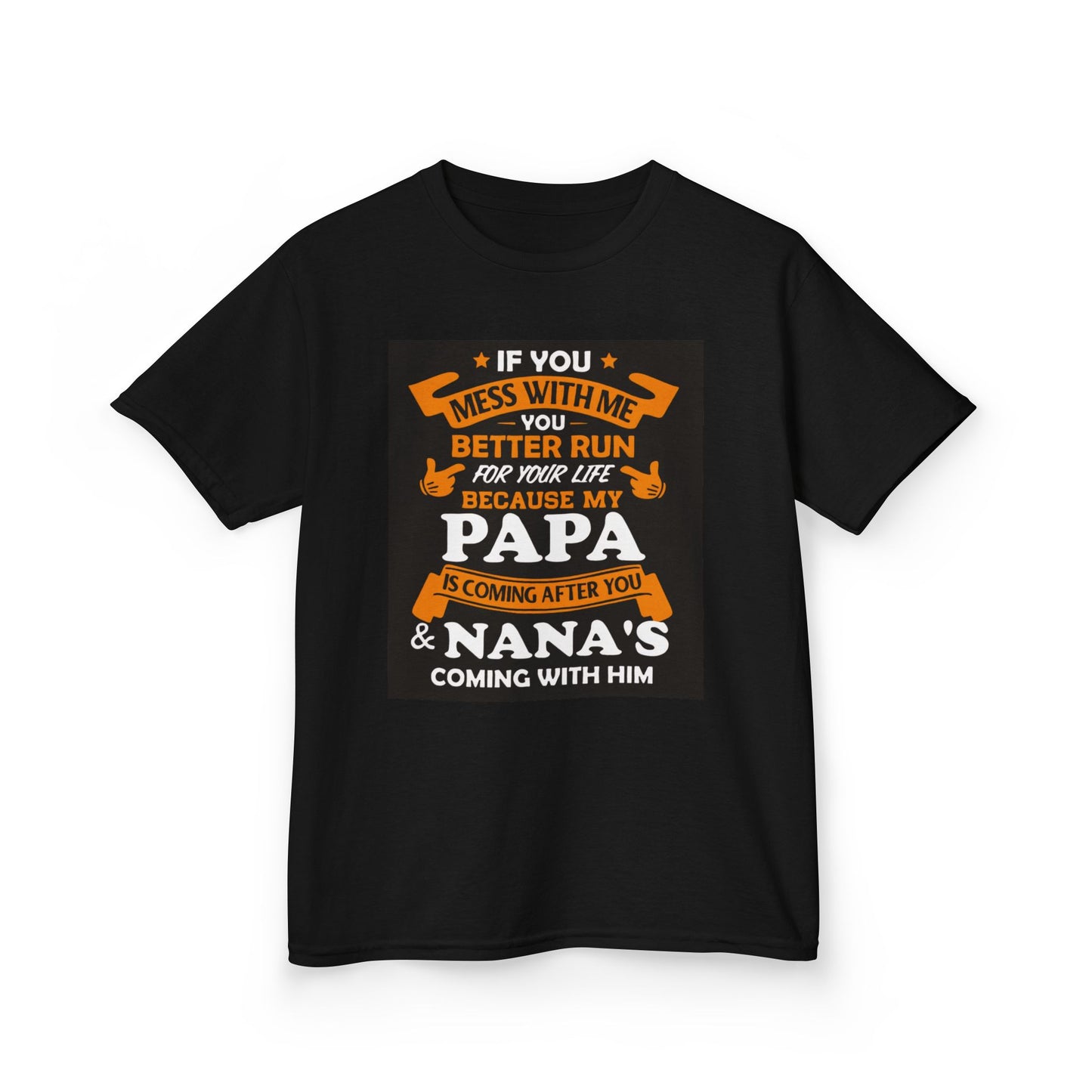 Mess With Me Better Run Kids Tee | Funny Kid Running Quote, Orange Banner Design