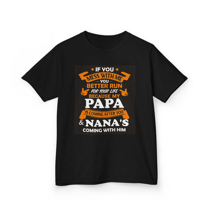 Mess With Me Better Run Kids Tee | Funny Kid Running Quote, Orange Banner Design