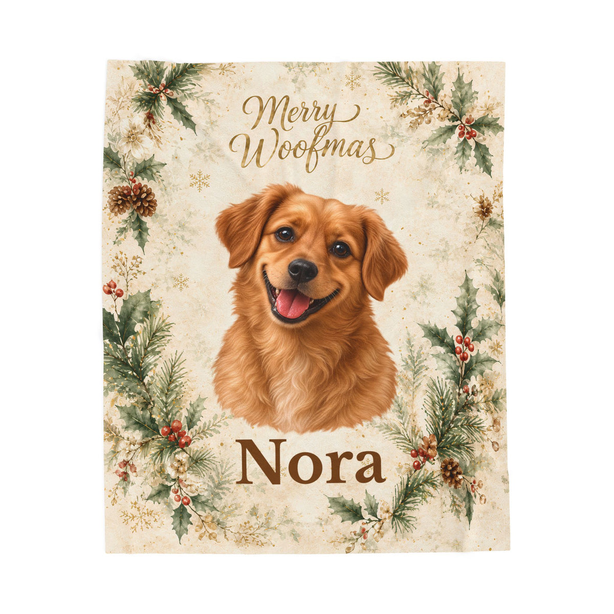 Personalized Merry Woofmas Dog Photo Blanket – Custom Christmas Pet Gift