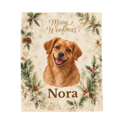 Personalized Merry Woofmas Dog Photo Blanket – Custom Christmas Pet Gift