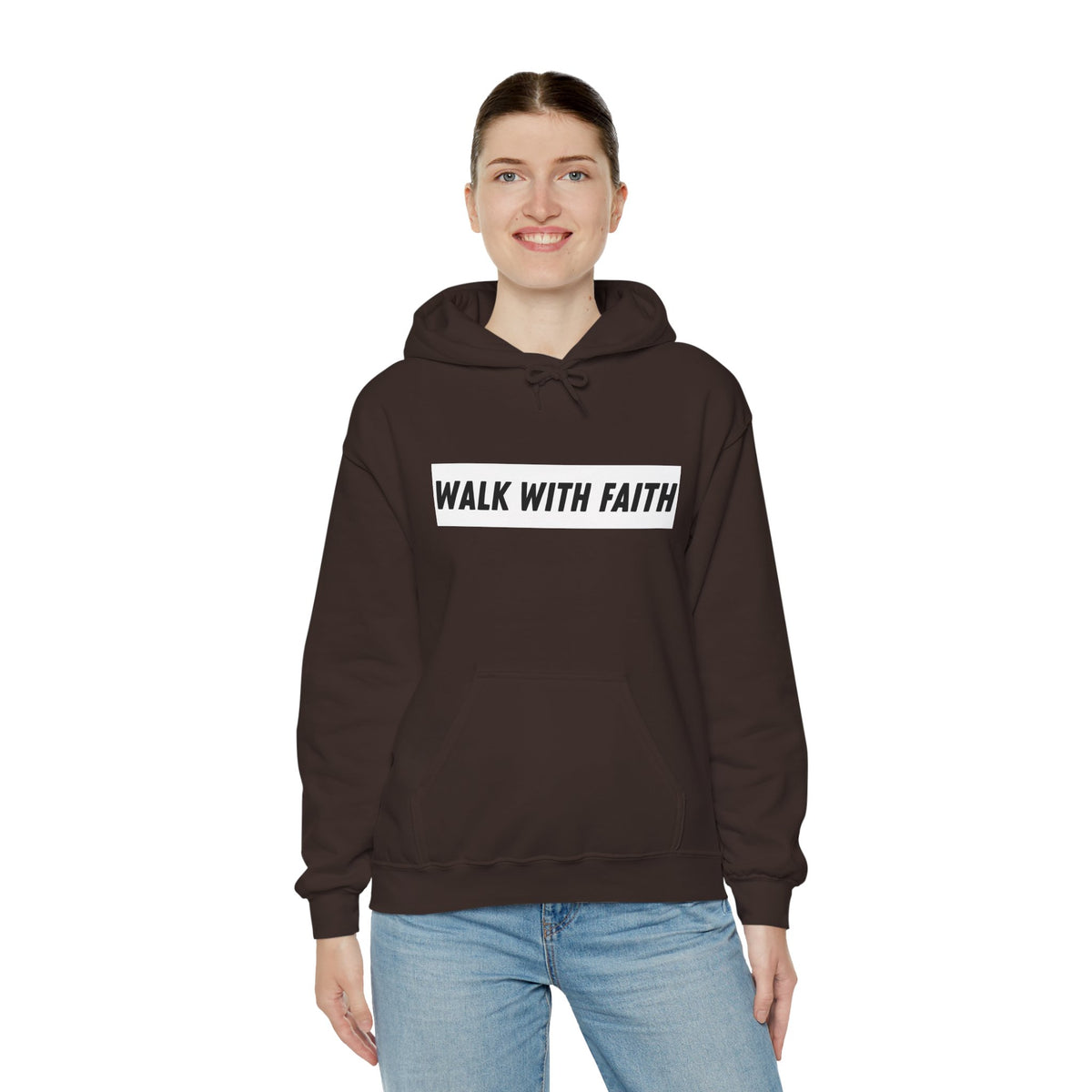 Sudadera con capucha Camina con fe — Sudadera cristiana inspiradora