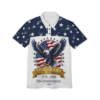 250 Years USA Independence Eagle Polo Shirt | 1776-2026 Patriotic Stars | Design Back