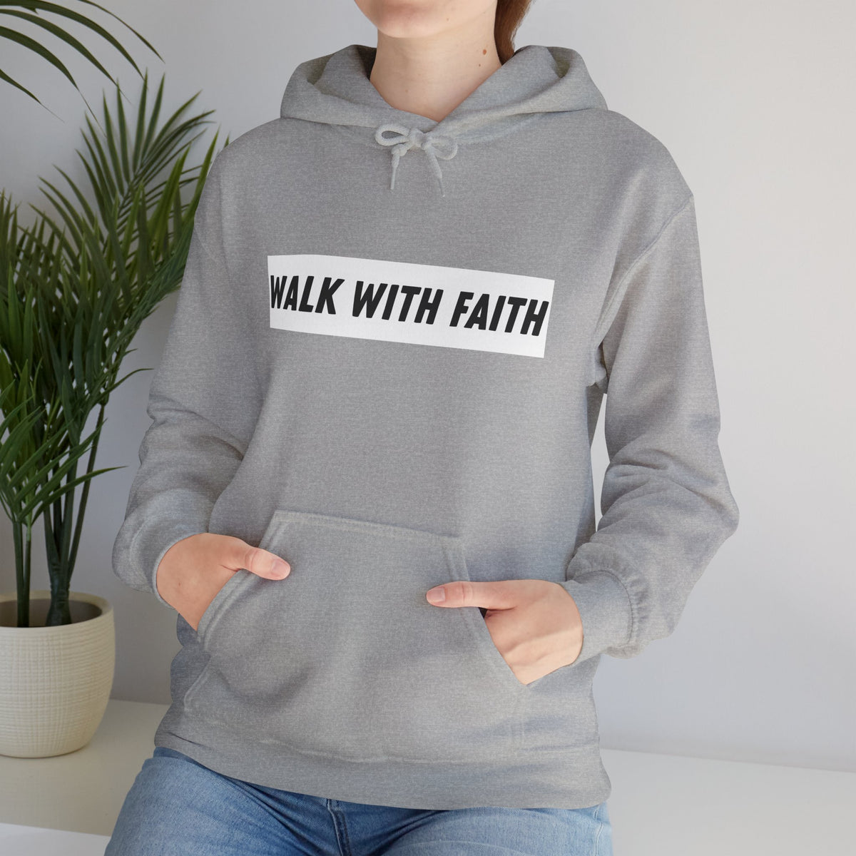 Sudadera con capucha Camina con fe — Sudadera cristiana inspiradora