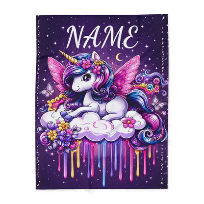 Personalized Unicorn Fleece Blanket – Custom Name Gift for Girls