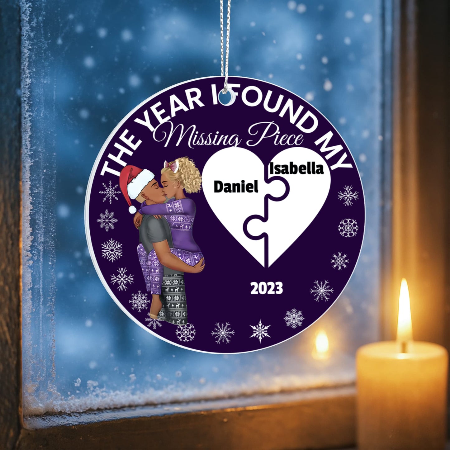 The Year I Found My Missing Piece – Personalized Couple Christmas Ornament