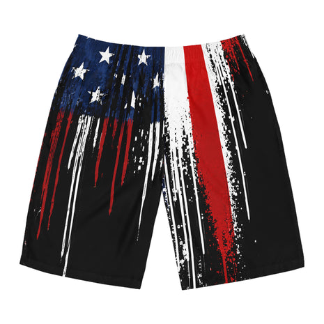 Bermudas "grunge" con la bandera estadounidense – Trajes de baño patrióticos para hombre
