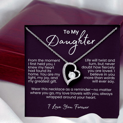 To My Daughter – Sparkling Forever Love Necklace with Heartfelt Message