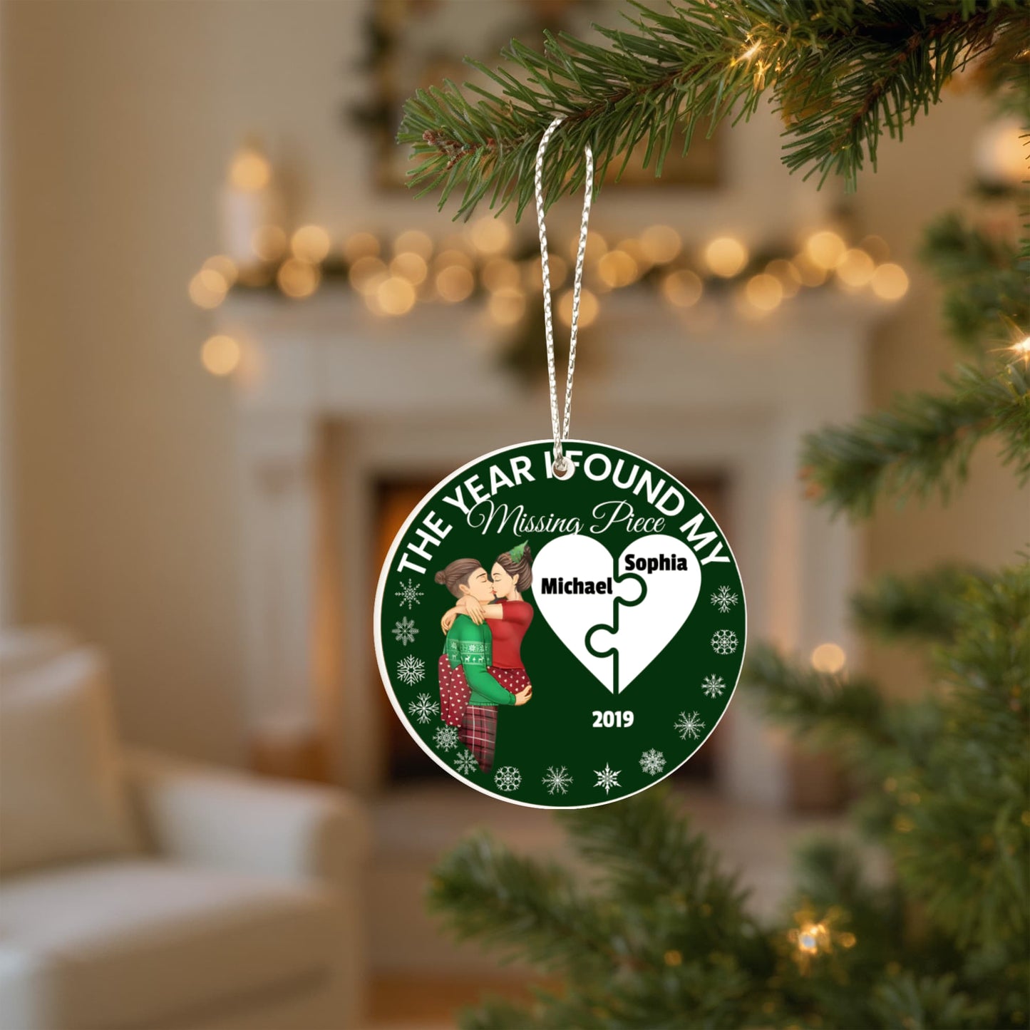 The Year I Found My Missing Piece – Personalized Couple Christmas Ornament