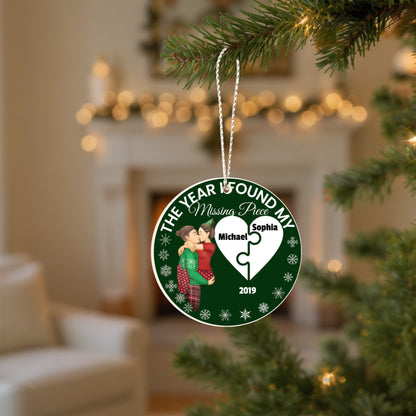 The Year I Found My Missing Piece – Personalized Couple Christmas Ornament