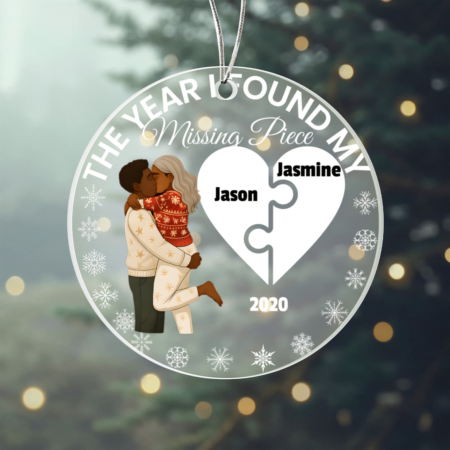 The Year I Found My Missing Piece – Personalized Couple Christmas Ornament