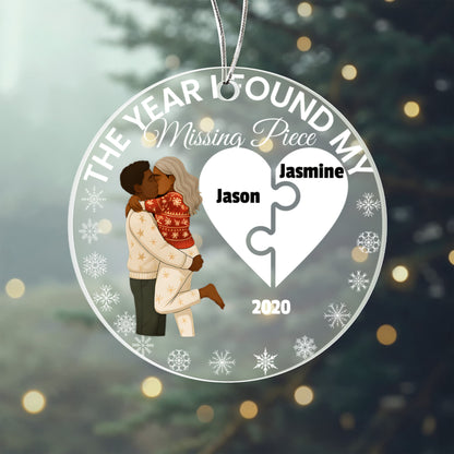 The Year I Found My Missing Piece – Personalized Couple Christmas Ornament