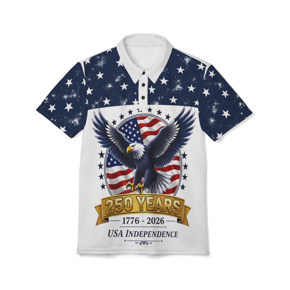 Águila Calva con Polo de la Bandera Americana 250 Años 1776-2026 Independencia de EE. UU.