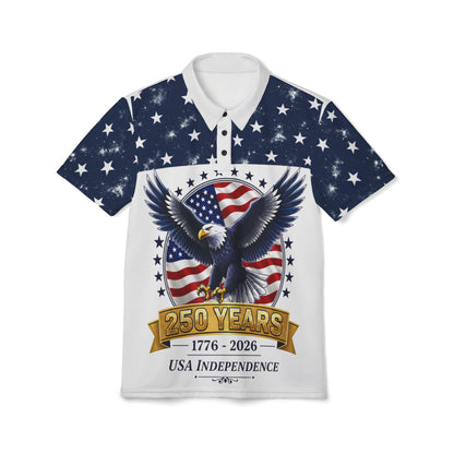 Bald Eagle with American Flag Polo 250 Years 1776-2026 USA Independence
