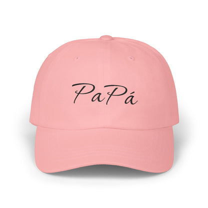 Papá script embroidery Dad Cap | White adjustable hat