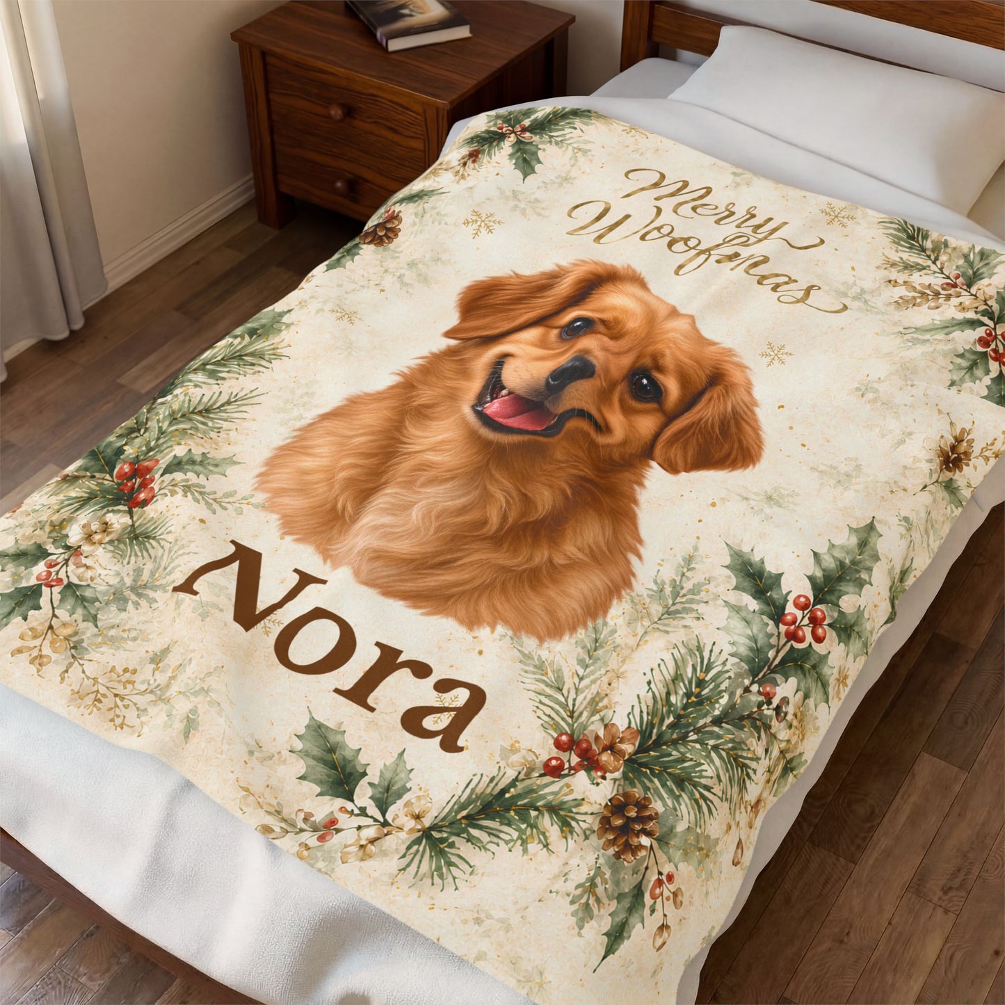 Personalized Merry Woofmas Dog Photo Blanket – Custom Christmas Pet Gift