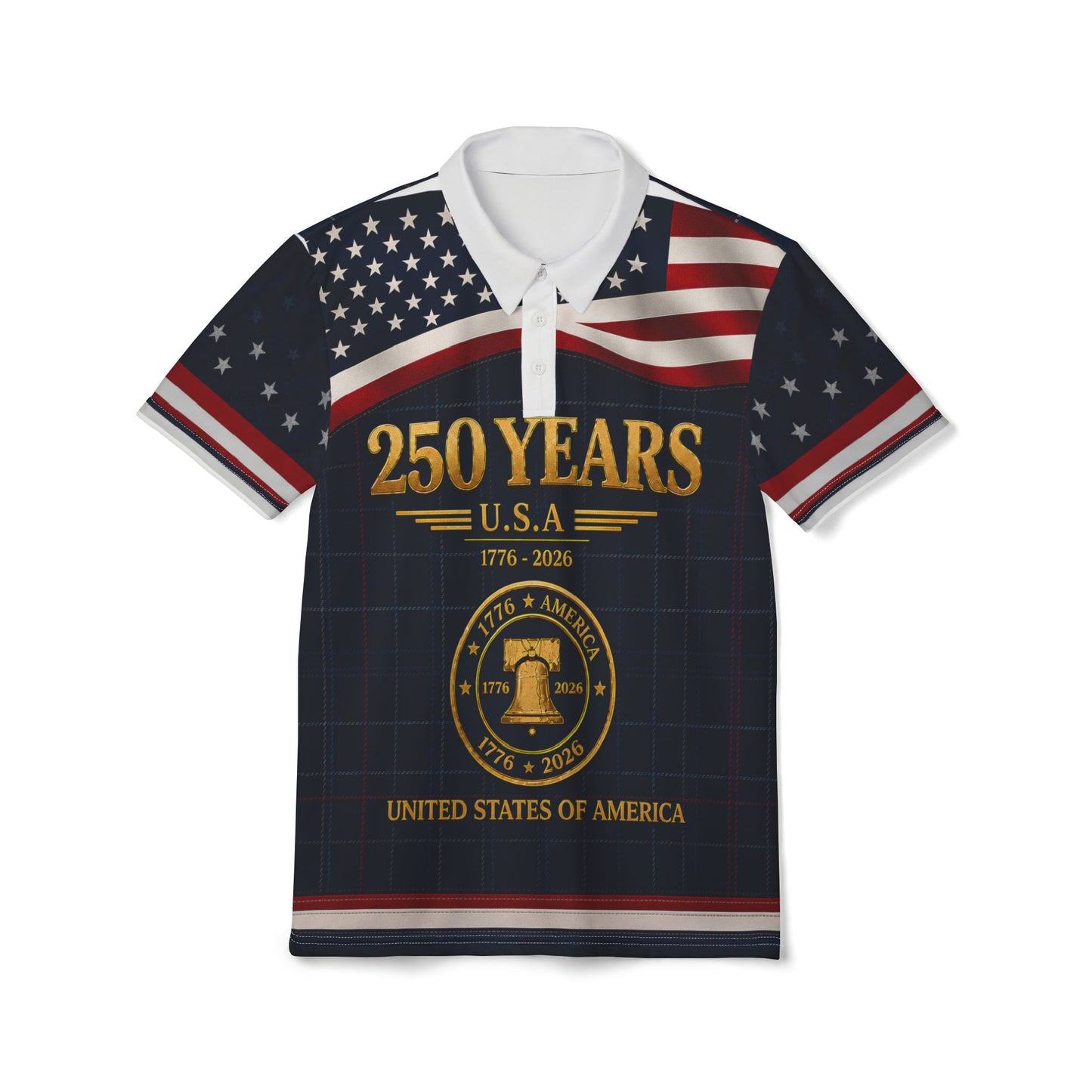 250 Years USA Crest Stars and Stripes Polo Shirt | Patriotic Americana