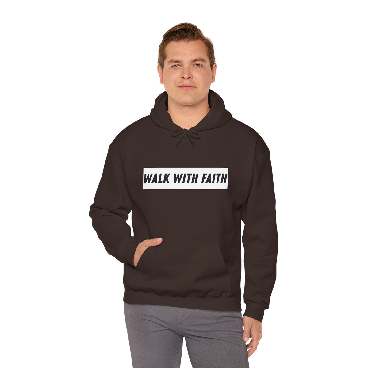 Sudadera con capucha Camina con fe — Sudadera cristiana inspiradora