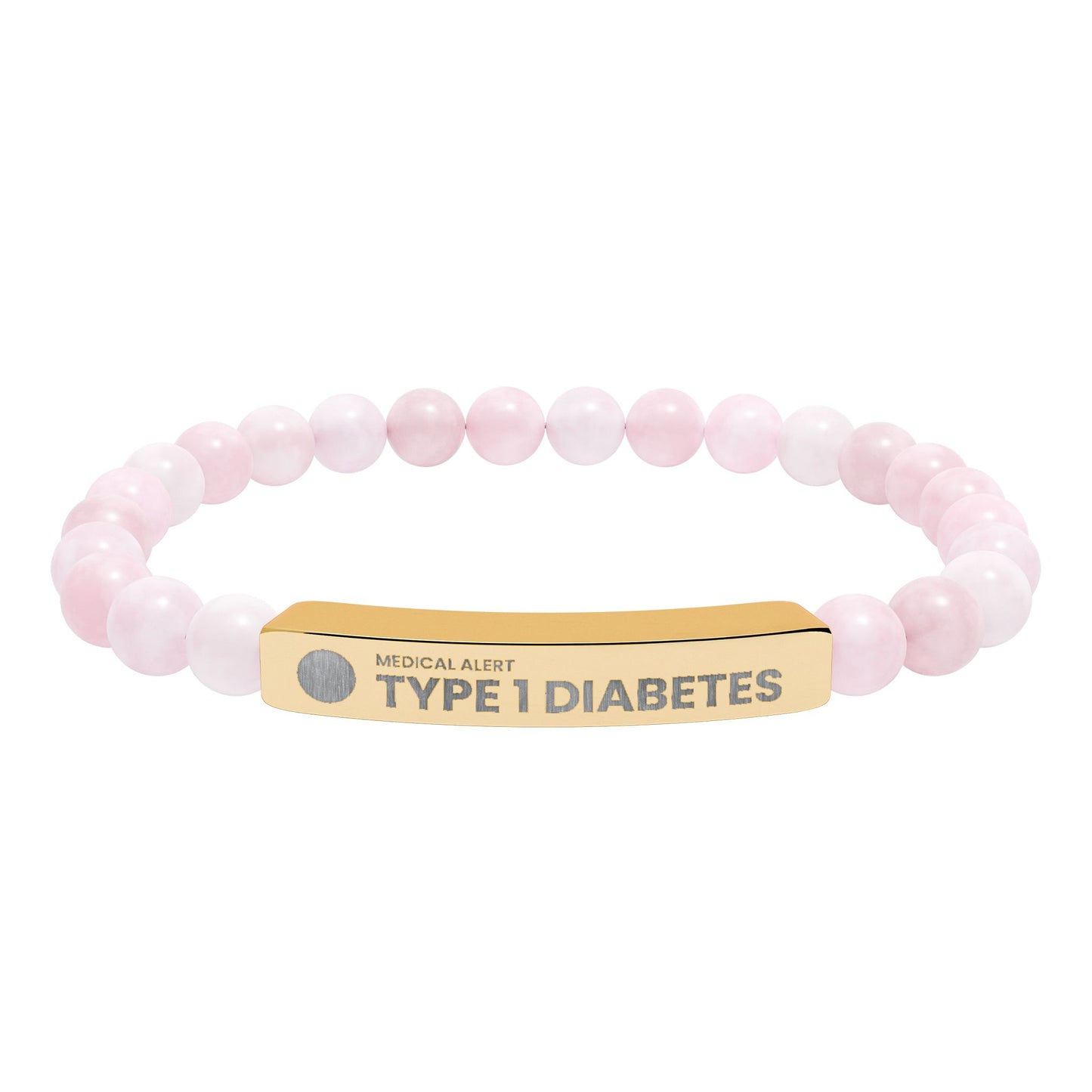 Type 1 Diabetes Engraved Stone Stretch Bar Bracelet | Medical ID Beaded Bracelet