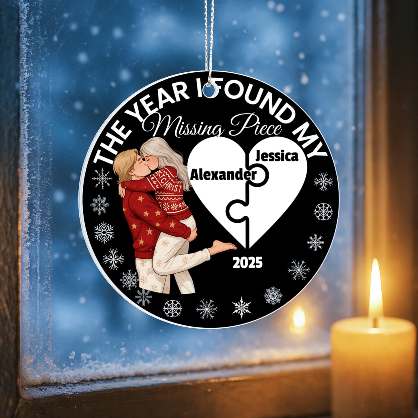 The Year I Found My Missing Piece – Personalized Couple Christmas Ornament