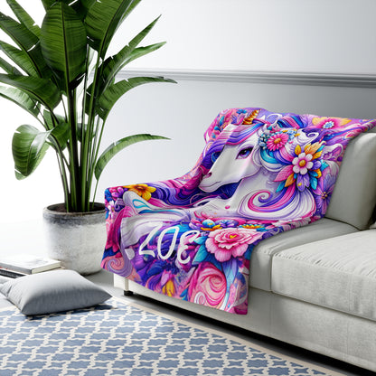 Personalized Unicorn Sherpa Blanket – A Magical Gift Made Just for Her