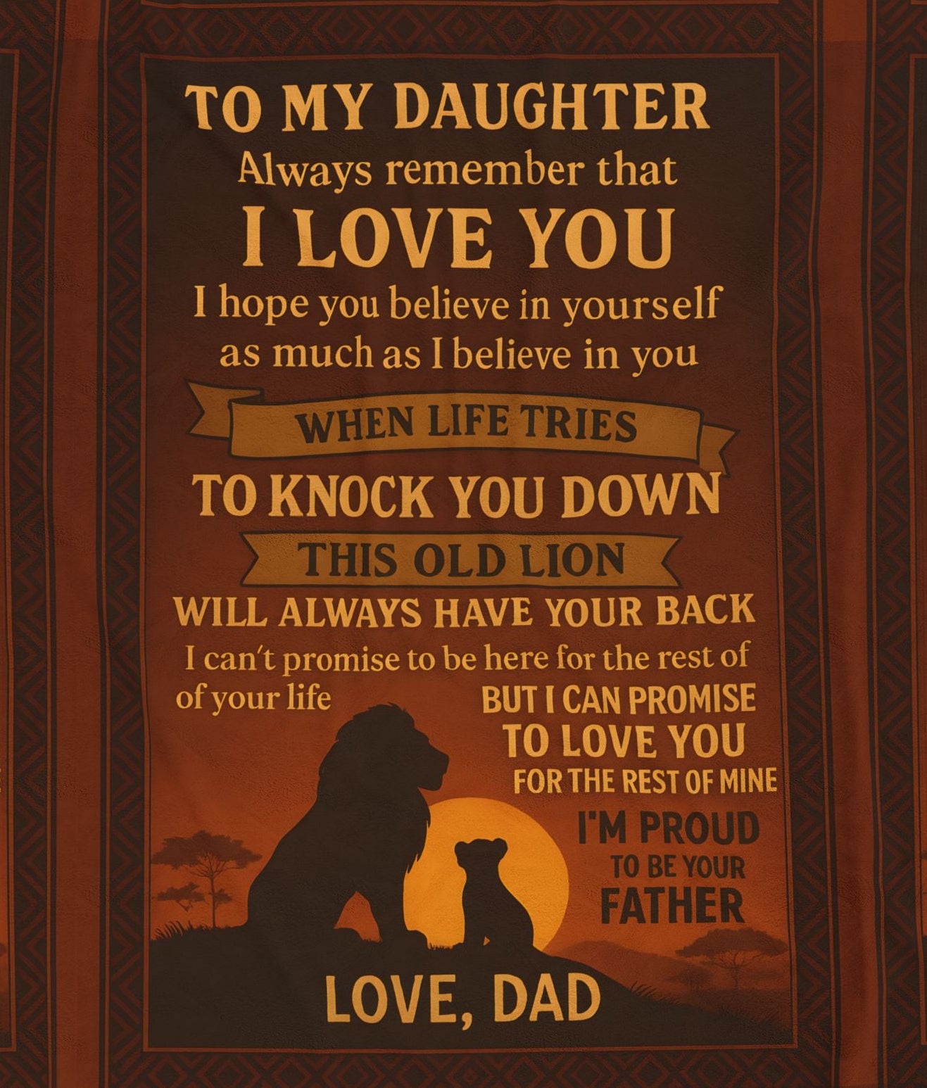 Daughter Love Velvet Plush Blanket — "To My Daughter I Love You" Keepsake Throw from Dad