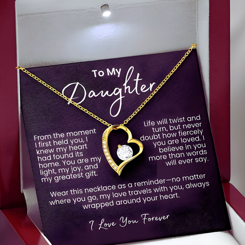 To My Daughter – Sparkling Forever Love Necklace with Heartfelt Message