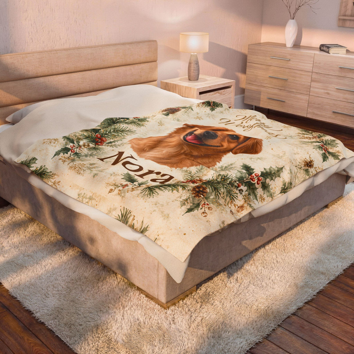 Personalized Merry Woofmas Dog Photo Blanket – Custom Christmas Pet Gift