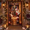 Festive Santa Reindeer Door Cover