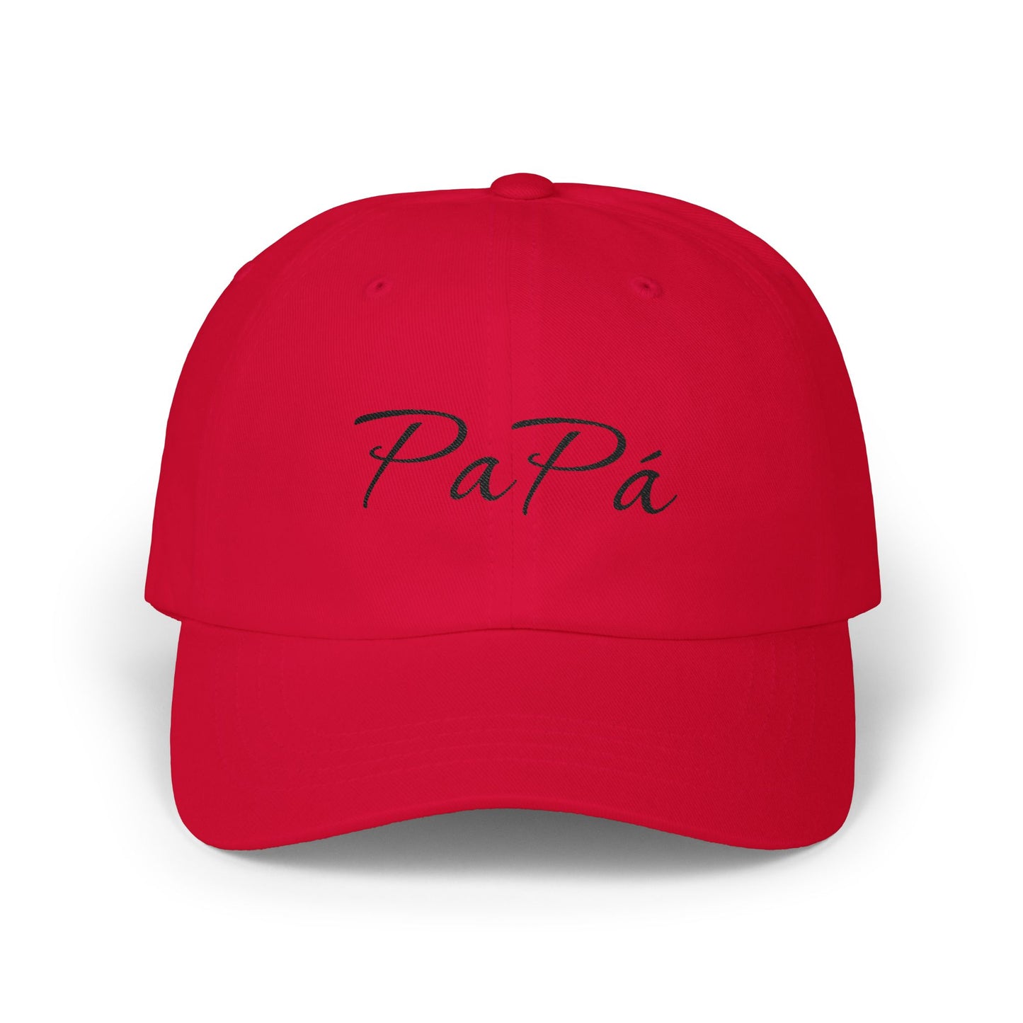 Papá script embroidery Dad Cap | White adjustable hat