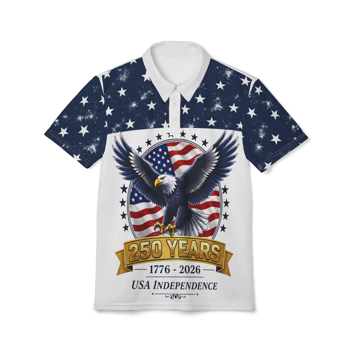 Águila Calva con Polo de la Bandera Americana 250 Años 1776-2026 Independencia de EE. UU.