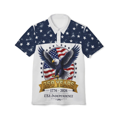 Bald Eagle with American Flag Polo 250 Years 1776-2026 USA Independence