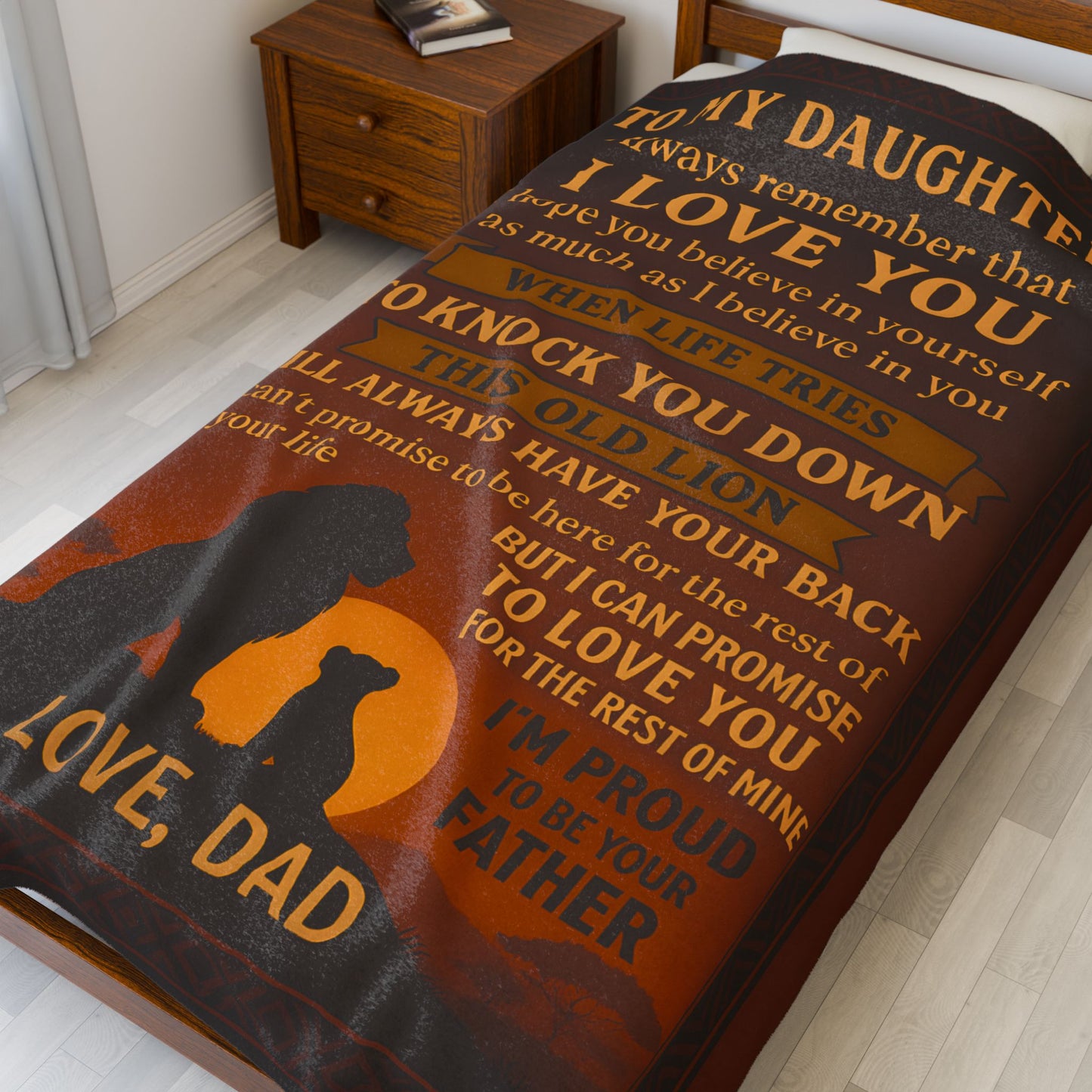 Daughter Love Velvet Plush Blanket — "To My Daughter I Love You" Keepsake Throw from Dad