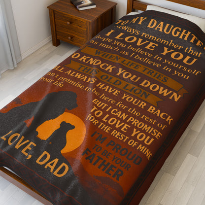 Daughter Love Velvet Plush Blanket — "To My Daughter I Love You" Keepsake Throw from Dad