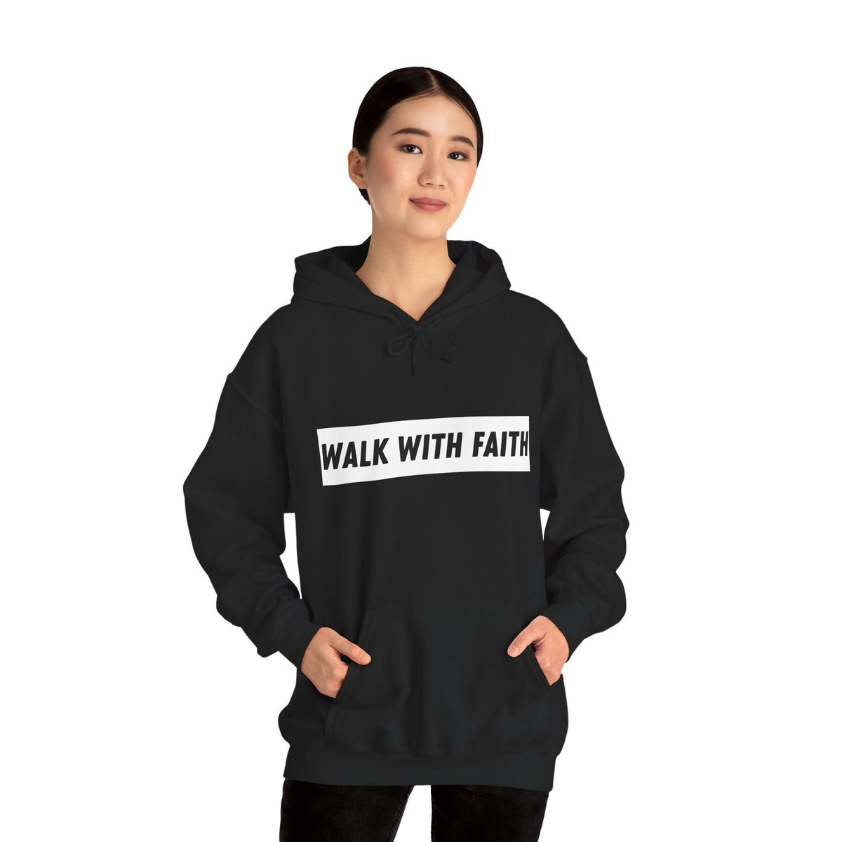 Sudadera con capucha Camina con fe — Sudadera cristiana inspiradora
