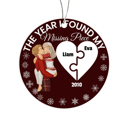 The Year I Found My Missing Piece – Personalized Couple Christmas Ornament