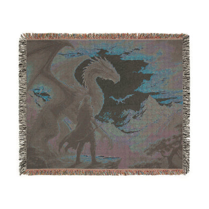 Fourth Wing Woven Blanket | Tairn, Sgaeyl and Andarna Fantasy Throw, Iron Flame Empyrean Book-Lovers Gift, Onyx Storm Home Decor