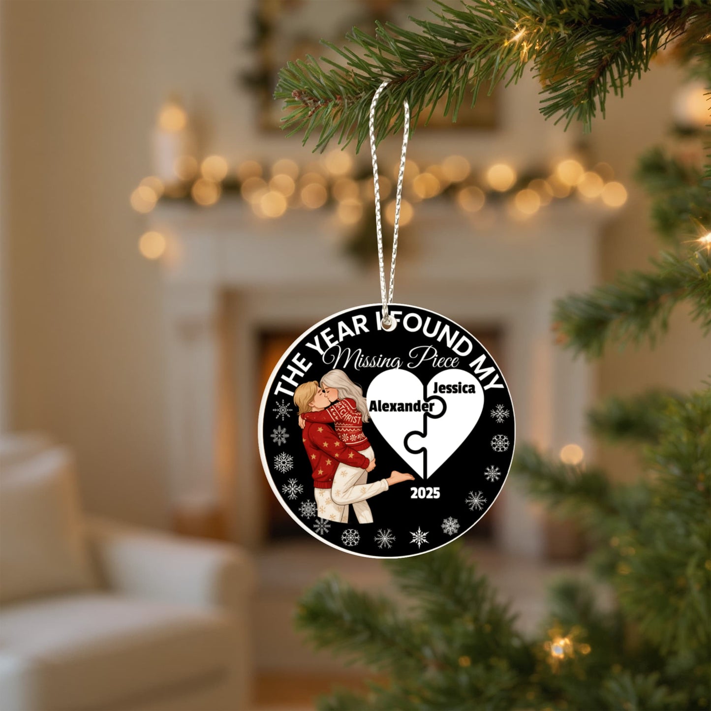 The Year I Found My Missing Piece – Personalized Couple Christmas Ornament